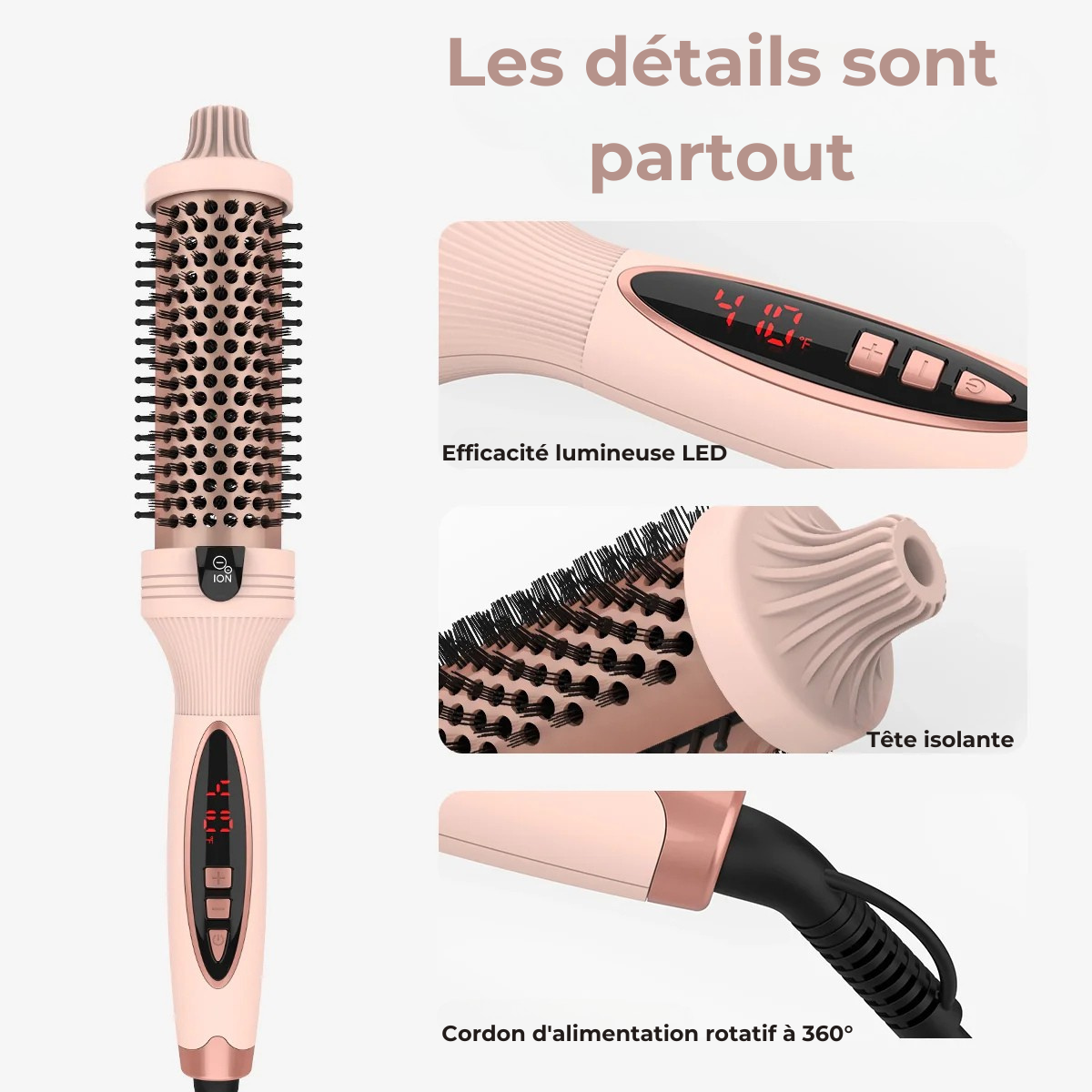 Brosse Thermique 3-en-1 à Ion Négatifs